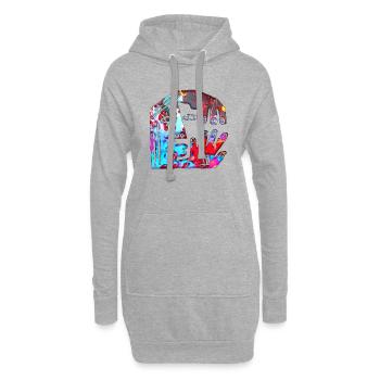 Illusion d’optique art psychédélique rétro formes sexe - Sweat-shirt à capuche long Femme - gris chiné - Devant