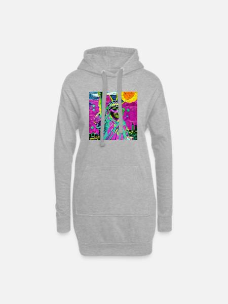 Van Gogh Freiheitsstatue - Hoodie-Kleid - Grau meliert