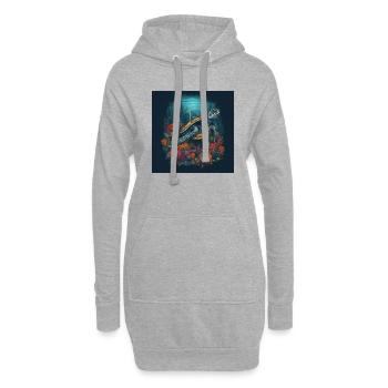 Wunderschöne Schildkröte schwimmt im Korallenriff - Hoodie-Kleid - Grau meliert - Vorne