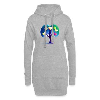 Saint-Valentin, Fête des mères, Mariage, Amour, Fiançailles - Sweat-shirt à capuche long Femme - gris chiné - Devant