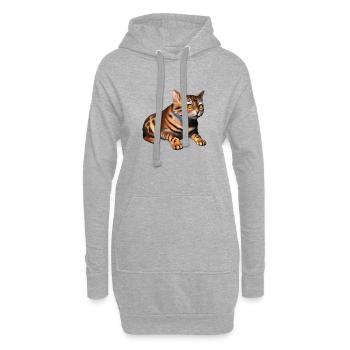 Bengalkatze Katze Kätzchen Katzenbesitzer Kater - Hoodie-Kleid - Grau meliert - Vorne