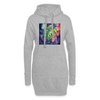 Aquarelle dessinée à la main Monstera plante - Sweat-shirt à capuche long Femme - gris chiné - Devant