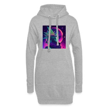 Cannabis Mond mit junger Frau - Hoodie-Kleid - Grau meliert - Vorne