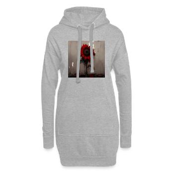 Düstere rote Sonnenblume in Aquarell - Hoodie-Kleid - Grau meliert - Vorne