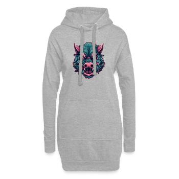 Schwein - Hoodie-Kleid - Grau meliert - Vorne