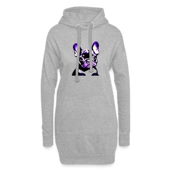 Chiens Propriétaire de chien Chien bouledogue français - Sweat-shirt à capuche long Femme - gris chiné - Devant