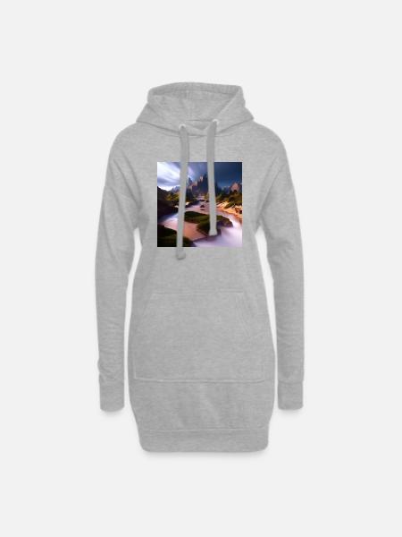 Cinematic fantasy landscape - Hoodie-Kleid - Grau meliert