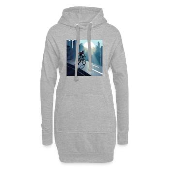 Héros du vélo de route avec des promenades en cape sur son vélo - Sweat-shirt à capuche long Femme - gris chiné - Devant