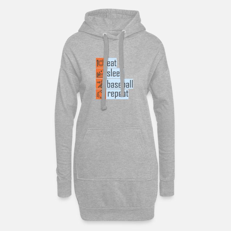 Eat Sleep Baseball Repeat - Hoodie-Kleid - Grau meliert