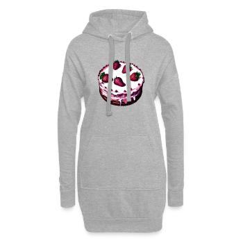 lecker Erdbeerkuchen Frucht Patisserie Torte - Hoodie-Kleid - Grau meliert - Vorne