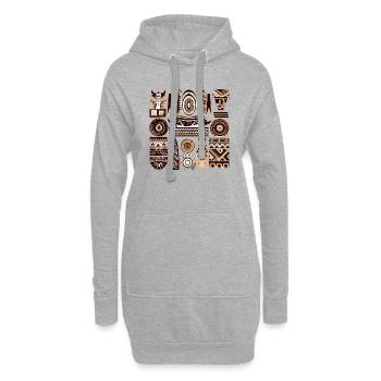 Folklore africain - Sweat-shirt à capuche long Femme - gris chiné - Devant