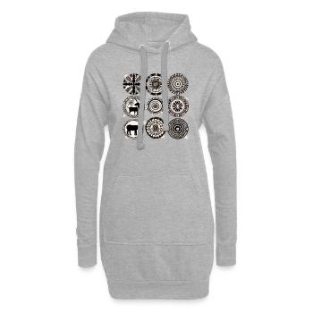 Folklore africain - Sweat-shirt à capuche long Femme - gris chiné - Devant