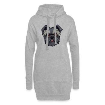 Affenpinscher Hund Kopf im Comic Cartoon Look - Hoodie-Kleid - Grau meliert - Vorne