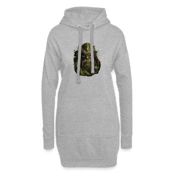 Œuvre d’art dynamique : féroce guerrier à peau verte. - Sweat-shirt à capuche long Femme - gris chiné - Devant