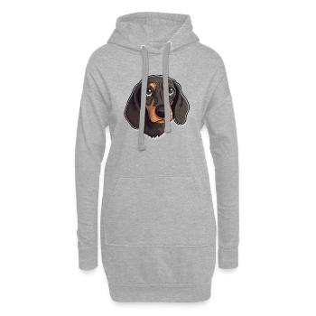 Dackel Kopf Comic Cartoon Hund Hundeliebling - Hoodie-Kleid - Grau meliert - Vorne