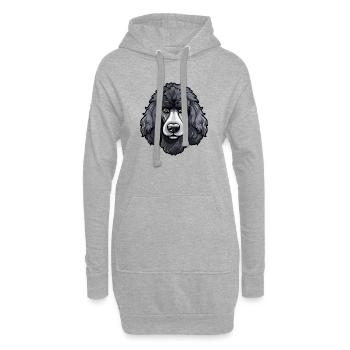 Groß Pudel Kopf Hund Comic Cartoon Stil Design - Hoodie-Kleid - Grau meliert - Vorne