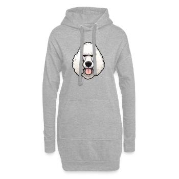 Groß Pudel Kopf Comic Cartoon Hund Hunde - Hoodie-Kleid - Grau meliert - Vorne
