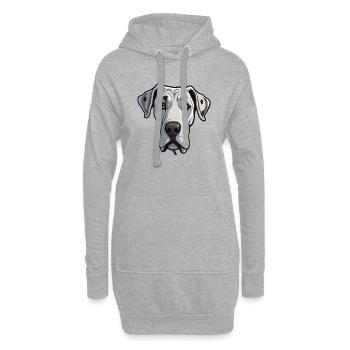Deutsche Dogge Kopf Comic Cartoon Hundefreund - Hoodie-Kleid - Grau meliert - Vorne