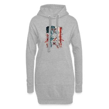 Stars and Stripes American Dog - Hoodie-Kleid - Grau meliert - Vorne