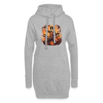 Drummer orange - Hoodie-Kleid - Grau meliert - Vorne