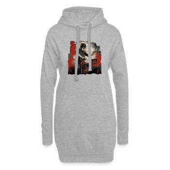 Drummer red - Hoodie-Kleid - Grau meliert - Vorne
