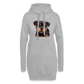 Rottweiler Chien Chiot Chiens Rottweiler Chiot - Sweat-shirt à capuche long Femme - gris chiné - Devant