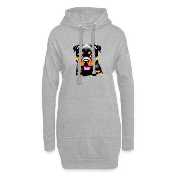 Rottweiler Chien Chien Chiot Chiens Rottweiler Chiot - Sweat-shirt à capuche long Femme - gris chiné - Devant
