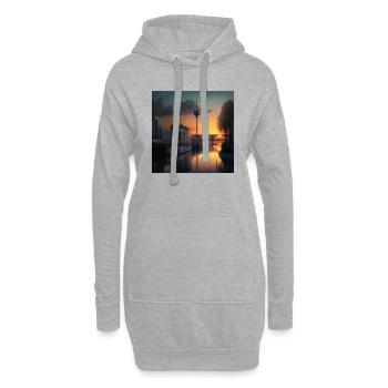 Coucher de soleil à Düsseldorf - Sweat-shirt à capuche long Femme - gris chiné - Devant