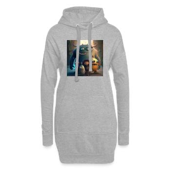 Freundliche Monster - Hoodie-Kleid - Grau meliert - Vorne