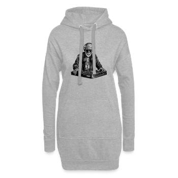 Cooler Best-Ager Mann als DJ Hipster mit Mütze - Hoodie-Kleid - Grau meliert - Vorne