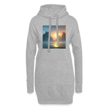 Coucher de soleil sur la baie - Sweat-shirt à capuche long Femme - gris chiné - Devant