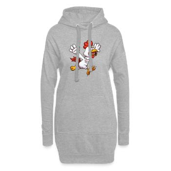 Verängstigtes Cartoon-Huhn - Hoodie-Kleid - Grau meliert - Vorne