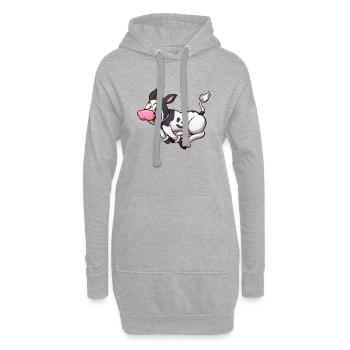 Courir Cute Cartoon Veau - Sweat-shirt à capuche long Femme - gris chiné - Devant