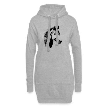 Pferd gemalt mit einfachen Strichen - Hoodie-Kleid - Grau meliert - Vorne
