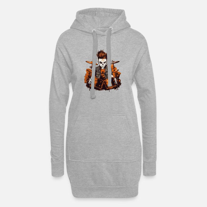 Schlagzeug Drums Punk Drummer - Hoodie-Kleid - Grau meliert