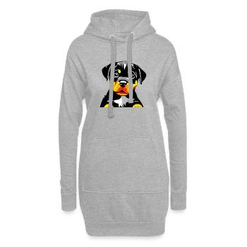 Chiot Rottweiler Chiens Chien Rottweiler Chiot - Sweat-shirt à capuche long Femme - gris chiné - Devant