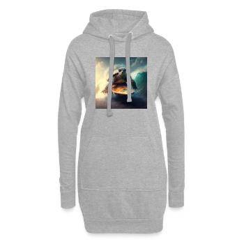 Tortue cool avec des lunettes de soleil sur une planche de surf - Sweat-shirt à capuche long Femme - gris chiné - Devant