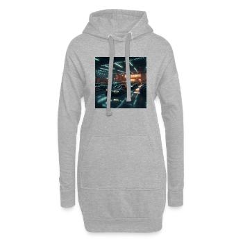 Große Garage mit coolen Sportwagen - Hoodie-Kleid - Grau meliert - Vorne