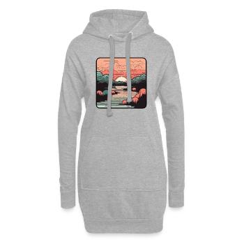 Coucher de soleil - Sweat-shirt à capuche long Femme - gris chiné - Devant