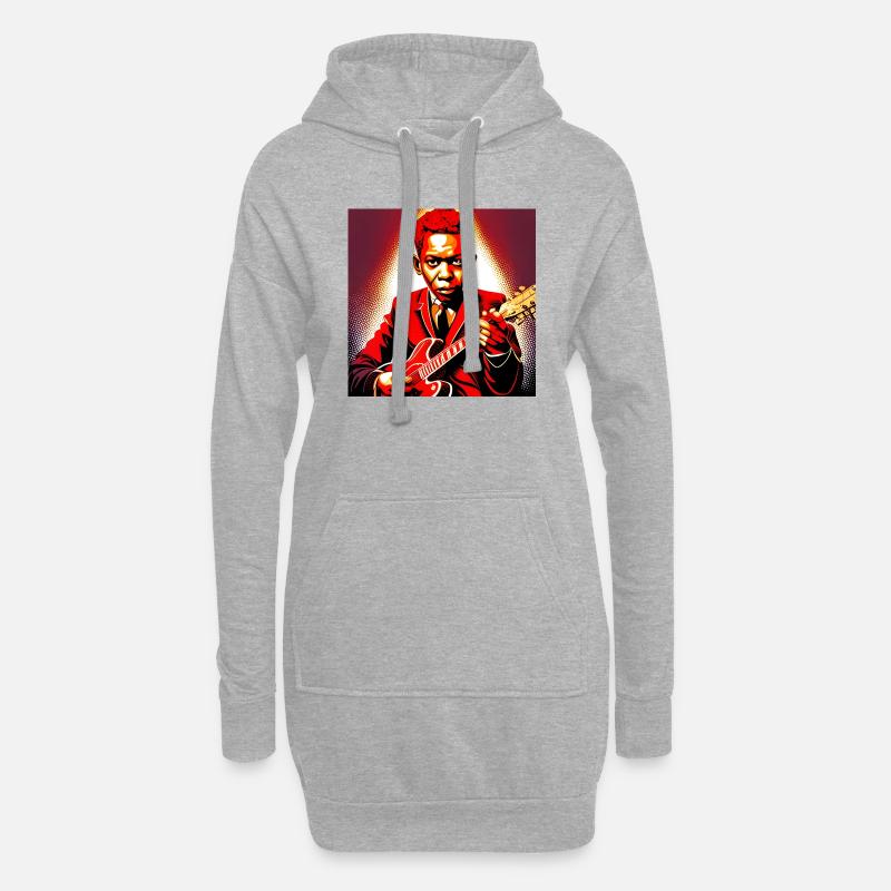 Robert Johnson guitariste - Sweat-shirt à capuche long Femme - gris chiné