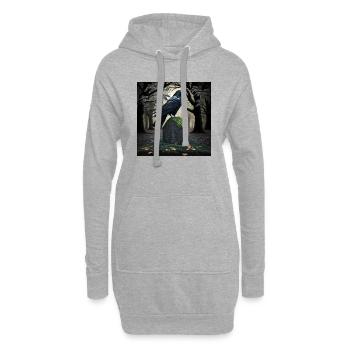 Corbeau noir sur pierre tombale, illustration - Sweat-shirt à capuche long Femme - gris chiné - Devant
