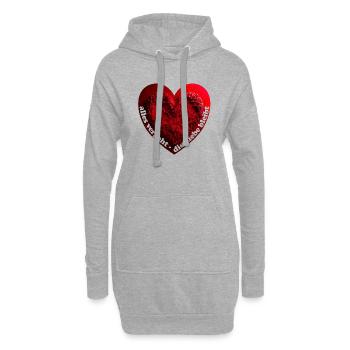 Alles vergeht, die wahre Liebe besteht - Hoodie-Kleid - Grau meliert - Vorne
