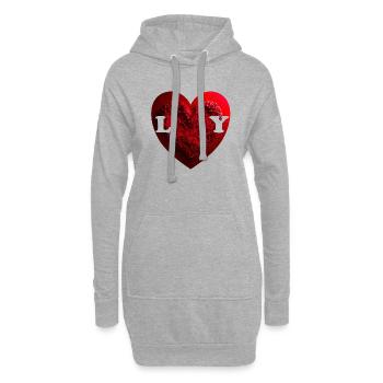 Love You, sagen Verliebte in Kurzform - Hoodie-Kleid - Grau meliert - Vorne