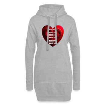 Verschlüsselte Liebeserklärung im Binärcode - Hoodie-Kleid - Grau meliert - Vorne