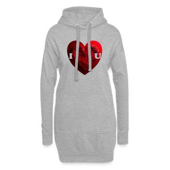 Love You, sagen Verliebte in kurzer Kurzform - Hoodie-Kleid - Grau meliert - Vorne