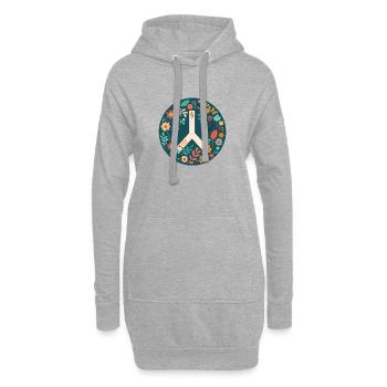 Peace and love - Sweat-shirt à capuche long Femme - gris chiné - Devant