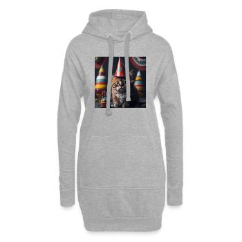 Chat avec chapeau d’anniversaire - Sweat-shirt à capuche long Femme - gris chiné - Devant