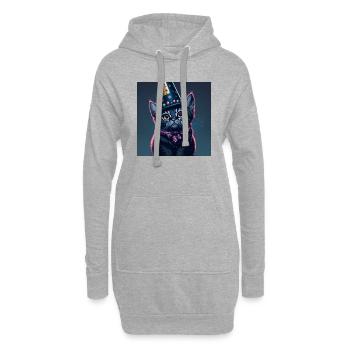 Chat avec chapeau d’anniversaire - Sweat-shirt à capuche long Femme - gris chiné - Devant