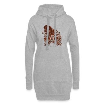 Retro-Mode Vintage coole 80er Jahre Frau Mädchen Pop Art - Hoodie-Kleid - Grau meliert - Vorne