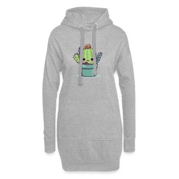 Mignon bébé cactus - Sweat-shirt à capuche long Femme - gris chiné - Devant